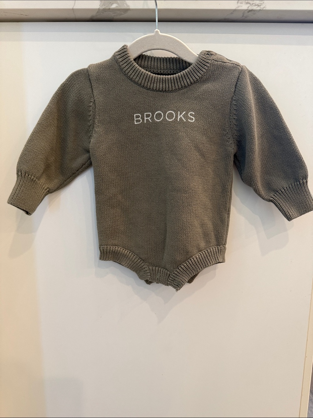Caden Lane Olive Knit One-Piece with BROOKS Embroidery
